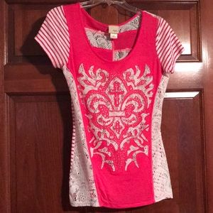 Pink and white shirt